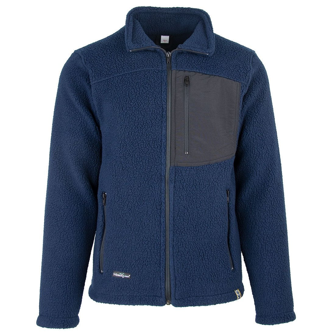 Men's Patterned Fleece Jacket - Navy